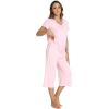 image:imageWiWi Pajamas for Women Cool Short Sleeve Top and Capri Pants Viscose from Bamboo Super Soft 2 Piece Pjs Sleepwear SXXLEpink