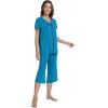 image:imageWiWi Pajamas for Women Cool Short Sleeve Top and Capri Pants Viscose from Bamboo Super Soft 2 Piece Pjs Sleepwear SXXLEteal Blue