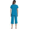 image:imageWiWi Pajamas for Women Cool Short Sleeve Top and Capri Pants Viscose from Bamboo Super Soft 2 Piece Pjs Sleepwear SXXLEteal Blue