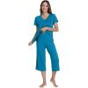 image:imageWiWi Pajamas for Women Cool Short Sleeve Top and Capri Pants Viscose from Bamboo Super Soft 2 Piece Pjs Sleepwear SXXLEteal Blue
