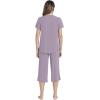 image:imageWiWi Pajamas for Women Cool Short Sleeve Top and Capri Pants Viscose from Bamboo Super Soft 2 Piece Pjs Sleepwear SXXLEviolet