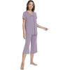 image:imageWiWi Pajamas for Women Cool Short Sleeve Top and Capri Pants Viscose from Bamboo Super Soft 2 Piece Pjs Sleepwear SXXLEviolet