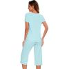 image:imageWiWi Pajamas for Women Cool Short Sleeve Top and Capri Pants Viscose from Bamboo Super Soft 2 Piece Pjs Sleepwear SXXLFaqua