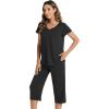 image:imageWiWi Pajamas for Women Cool Short Sleeve Top and Capri Pants Viscose from Bamboo Super Soft 2 Piece Pjs Sleepwear SXXLFblack