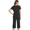 image:imageWiWi Pajamas for Women Cool Short Sleeve Top and Capri Pants Viscose from Bamboo Super Soft 2 Piece Pjs Sleepwear SXXLFblack