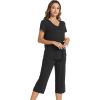 image:imageWiWi Pajamas for Women Cool Short Sleeve Top and Capri Pants Viscose from Bamboo Super Soft 2 Piece Pjs Sleepwear SXXLFblack