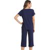 image:imageWiWi Pajamas for Women Cool Short Sleeve Top and Capri Pants Viscose from Bamboo Super Soft 2 Piece Pjs Sleepwear SXXLFnavy