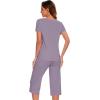 image:imageWiWi Pajamas for Women Cool Short Sleeve Top and Capri Pants Viscose from Bamboo Super Soft 2 Piece Pjs Sleepwear SXXLFviolet