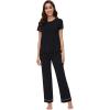 image:imageWiWi Pajamas for Women Pajama Sets Super Soft Short Sleeve Loungewear with Pants Cooling Pjs Lounge Set SXXLBlack