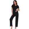 image:imageWiWi Pajamas for Women Pajama Sets Super Soft Short Sleeve Loungewear with Pants Cooling Pjs Lounge Set SXXLBlack