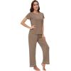 image:imageWiWi Pajamas for Women Pajama Sets Super Soft Short Sleeve Loungewear with Pants Cooling Pjs Lounge Set SXXLCamel
