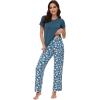 image:imageWiWi Pajamas for Women Pajama Sets Super Soft Short Sleeve Loungewear with Pants Cooling Pjs Lounge Set SXXLGreenGreen Dots