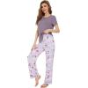 image:imageWiWi Pajamas for Women Pajama Sets Super Soft Short Sleeve Loungewear with Pants Cooling Pjs Lounge Set SXXLGreyPeony