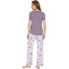image:imageWiWi Pajamas for Women Pajama Sets Super Soft Short Sleeve Loungewear with Pants Cooling Pjs Lounge Set SXXLGreyPeony