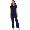 image:imageWiWi Pajamas for Women Pajama Sets Super Soft Short Sleeve Loungewear with Pants Cooling Pjs Lounge Set SXXLNavy