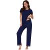 image:imageWiWi Pajamas for Women Pajama Sets Super Soft Short Sleeve Loungewear with Pants Cooling Pjs Lounge Set SXXLNavy