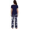 image:imageWiWi Pajamas for Women Pajama Sets Super Soft Short Sleeve Loungewear with Pants Cooling Pjs Lounge Set SXXLNavy Floral
