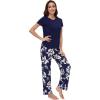 image:imageWiWi Pajamas for Women Pajama Sets Super Soft Short Sleeve Loungewear with Pants Cooling Pjs Lounge Set SXXLNavy Floral