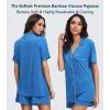 image:imageWiWi Soft Pajamas Set for Women Button Down Short Pajama Sets Plus Size Pjs Sleepwear Viscose from Bamboo S4XAbright Blue
