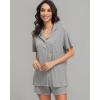 image:imageWiWi Soft Pajamas Set for Women Button Down Short Pajama Sets Plus Size Pjs Sleepwear Viscose from Bamboo S4XAheather Grey
