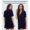 image:imageWiWi Soft Pajamas Set for Women Button Down Short Pajama Sets Plus Size Pjs Sleepwear Viscose from Bamboo S4XAnavy
