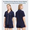 image:imageWiWi Soft Pajamas Set for Women Button Down Short Pajama Sets Plus Size Pjs Sleepwear Viscose from Bamboo S4XAnavyWhite Dots