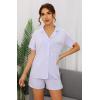 image:imageWiWi Soft Pajamas Set for Women Button Down Short Pajama Sets Plus Size Pjs Sleepwear Viscose from Bamboo S4XApastel Purple
