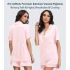 image:imageWiWi Soft Pajamas Set for Women Button Down Short Pajama Sets Plus Size Pjs Sleepwear Viscose from Bamboo S4XApink