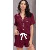 image:imageWiWi Soft Pajamas Set for Women Button Down Short Pajama Sets Plus Size Pjs Sleepwear Viscose from Bamboo S4XAwine