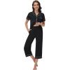 image:imageWiWi Soft Pajamas Set for Women Button Down Short Pajama Sets Plus Size Pjs Sleepwear Viscose from Bamboo S4XCblack