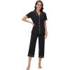 image:imageWiWi Soft Pajamas Set for Women Button Down Short Pajama Sets Plus Size Pjs Sleepwear Viscose from Bamboo S4XCblack