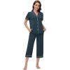 image:imageWiWi Soft Pajamas Set for Women Button Down Short Pajama Sets Plus Size Pjs Sleepwear Viscose from Bamboo S4XCdeep Teal