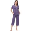 image:imageWiWi Soft Pajamas Set for Women Button Down Short Pajama Sets Plus Size Pjs Sleepwear Viscose from Bamboo S4XClavender