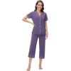 image:imageWiWi Soft Pajamas Set for Women Button Down Short Pajama Sets Plus Size Pjs Sleepwear Viscose from Bamboo S4XClavender
