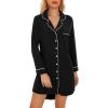 image:imageWiWi Super Soft Cooling Nightgowns for Women Bamboo Viscose Long Sleeve Sleep Shirt Button Down Boyfriend Sleepwear SXXLBlack