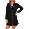 image:imageWiWi Super Soft Cooling Nightgowns for Women Bamboo Viscose Long Sleeve Sleep Shirt Button Down Boyfriend Sleepwear SXXLBlack