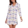 image:imageWiWi Super Soft Cooling Nightgowns for Women Bamboo Viscose Long Sleeve Sleep Shirt Button Down Boyfriend Sleepwear SXXLBlue Plaid