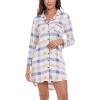 image:imageWiWi Super Soft Cooling Nightgowns for Women Bamboo Viscose Long Sleeve Sleep Shirt Button Down Boyfriend Sleepwear SXXLBlue Plaid