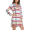 image:imageWiWi Super Soft Cooling Nightgowns for Women Bamboo Viscose Long Sleeve Sleep Shirt Button Down Boyfriend Sleepwear SXXLGreen Plaid