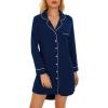 image:imageWiWi Super Soft Cooling Nightgowns for Women Bamboo Viscose Long Sleeve Sleep Shirt Button Down Boyfriend Sleepwear SXXLNavy