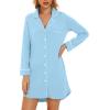 image:imageWiWi Super Soft Cooling Nightgowns for Women Bamboo Viscose Long Sleeve Sleep Shirt Button Down Boyfriend Sleepwear SXXLPale Blue