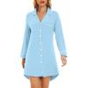 image:imageWiWi Super Soft Cooling Nightgowns for Women Bamboo Viscose Long Sleeve Sleep Shirt Button Down Boyfriend Sleepwear SXXLPale Blue