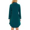 image:imageWiWi Super Soft Cooling Nightgowns for Women Bamboo Viscose Long Sleeve Sleep Shirt Button Down Boyfriend Sleepwear SXXLPeacock Green