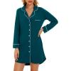 image:imageWiWi Super Soft Cooling Nightgowns for Women Bamboo Viscose Long Sleeve Sleep Shirt Button Down Boyfriend Sleepwear SXXLPeacock Green