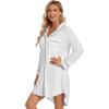 image:imageWiWi Super Soft Cooling Nightgowns for Women Bamboo Viscose Long Sleeve Sleep Shirt Button Down Boyfriend Sleepwear SXXLPure White