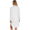 image:imageWiWi Super Soft Cooling Nightgowns for Women Bamboo Viscose Long Sleeve Sleep Shirt Button Down Boyfriend Sleepwear SXXLPure White