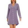 image:imageWiWi Super Soft Cooling Nightgowns for Women Bamboo Viscose Long Sleeve Sleep Shirt Button Down Boyfriend Sleepwear SXXLViolet
