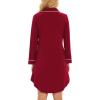image:imageWiWi Super Soft Cooling Nightgowns for Women Bamboo Viscose Long Sleeve Sleep Shirt Button Down Boyfriend Sleepwear SXXLWine Red