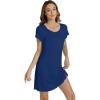 image:imageWiWi Super Soft Nightgowns for Women Cool Short Sleeve Night Shirt Bamboo Viscose Plus Size Sleepwear S4XDblue Depth