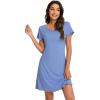 image:imageWiWi Super Soft Nightgowns for Women Cool Short Sleeve Night Shirt Bamboo Viscose Plus Size Sleepwear S4XDfog Blue